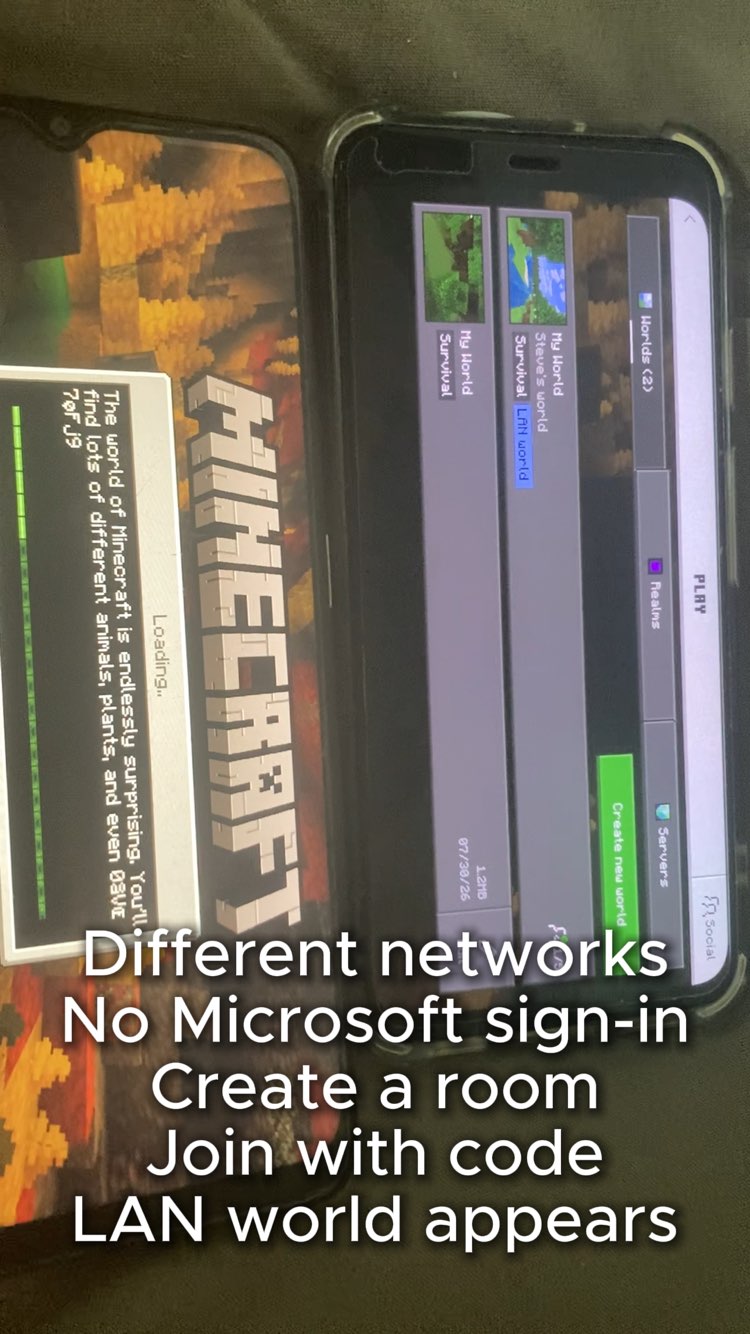 Minecraft Bedrock gameplay on a phone